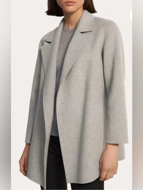 Theory Jackets & Blazers - Theory Clairene Open Front Wool Cashmere Blend Jacket Blazer Grey
